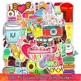 100 PCS Cute VSCO Waterproof Girls Stickers Pack for Kids Girls to DIY Laptop Water Bottle Luggage Scrapbook Bike Guitar Decals Home Decor