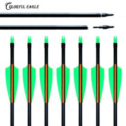 12pcs/lot 31.5inch/30inch/29inch/28inch Spine550 with 3"Feather Fiberglass Arrow for Recurve Compund Long Bow Target Practice