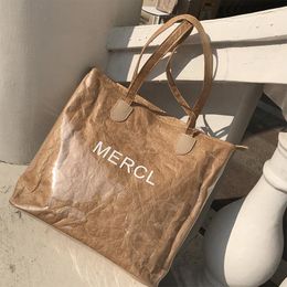 Designer Luxury Handbags Purses Womens Luxury Designer Bag Handbags Transparent Splicing Kraft Paper Bag Tote Shopping Bag Fashion Newset 3