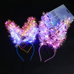LED14 lights highlight gold rabbit ears headband children's hairband light toys stall wholesale explosions