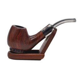 Factory direct red sandalwood solid wood curved detachable pipe Handmade small black leaf old flat mouth Philtre cigarette holder