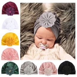 cute Ploral Indian Hat Bandanas baby girls kids Velvet turban headband hair headbands accessories for children headwrap