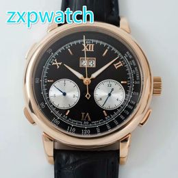 Automatic full works wristwatch rose gold stainless steel case with leather strap men's business style high quality watches