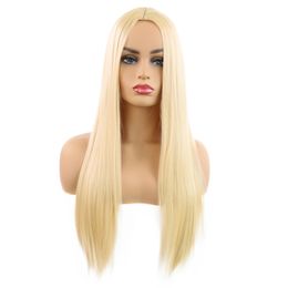 Long Straight Cosplay Wig Synthetic Wigs 7 Colours Brown Blue Red Blonde For Black/White Woman Hair wig
