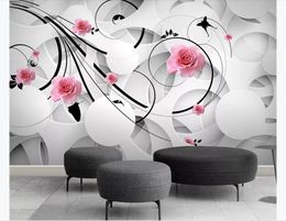 Customised 3d mural wallpaper photo wall paper Creative personality trend flower rose 3D space TV background mural wall paper for walls 3d