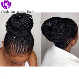 New Style Fashion Braided Synthetic Lace Front Wig for African black Women Free Parting Black box Braids Hair