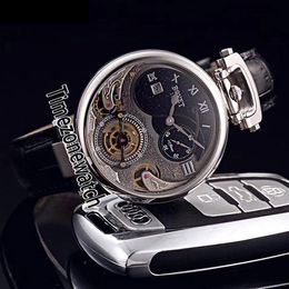Bovet 1822 Tourbillon Amadeo Fleurie Automatic Skeleton Mens Watch Steel Case White Dial Roman Markers Black Leather Timezonewatch310J