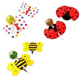 Candy Lollipop Decoration Gift Cute Bees Ladybug Butterfly Design Lollipop Card Lovely Props Kid's Birthday Party Candy Decoration CT0265