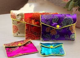 Cheap Floral Zip Silk Pouch Bags Small Purse Gift Bag Pouches Chinese brocade Jewellery Pouch Mini Coin Bag Wholesale 6x8 cm 8x10 cm 12pcs/lo