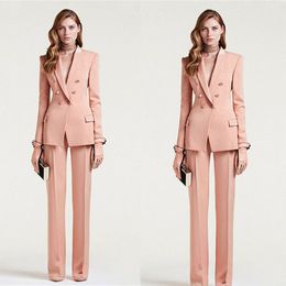 Dusty Pink Women's Pant Suits One Button Custom Made Mother's Dress Ladies Formal Office Evening Work Wear Smoking (giacca + pantaloni)