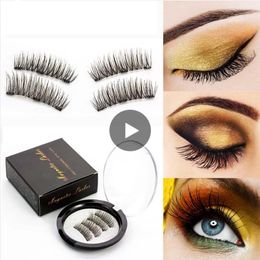 50 sets/lot Magnetic eyelashes with 3 magnets magnetic lashes natural Fibre false eyelashes magnet lashes with eyelashes applicator 6 styles