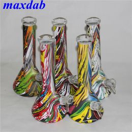 Watertransfer printing glass beaker base bongs hookah thickness glass water pipe with 14 downstem and bowl