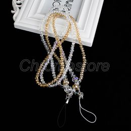 Free Shipping Crystal Pearl Diamond Neck Lanyard high-quality Cell phone straps Sling Hanging Portable Mobile Phone Rope For iPhone Samsung