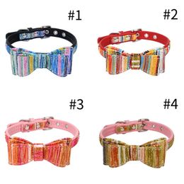 1PC Lovely Dog Collar Leash With Bow Tie Soft And Cotton Fabric Collar For Dogs Cats Decor Durable Pet Accessories