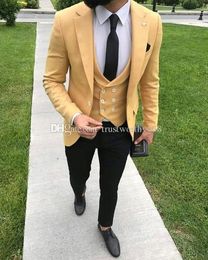 New Arrival Orange Groomsmen Notch Lapel Groom Tuxedos Men Suits Wedding/Prom Best Man Blazer ( Jacket+Pants+Vest+Tie) A506