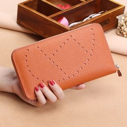 2018 Popular Litchi Pattern Womens Wallets And Purses 100%genuine Leather Long Ladies Wallet Money Bags Clutch Coin Card Holder Y19052302