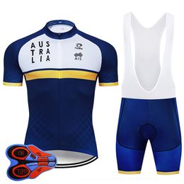 2024 Australia Pro Team Summer Cycling Jersey 9D Bib Set MTB Uniform Red Bicycle Clothing Quick Dry Bike Wear Ropa ciclismo Gel Pad