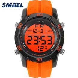 Fashion Watches Men Orange Casual Digital Watches Sports LED Clock Male Automatic Date Watch 1145 Mens Wristwatch Waterproof