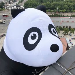 Cute Inflatable Mascot Panda Model 6m Height Blow Up Animal Climbing Giant Panda For Shopping Mall And Outdoor Wall Decoration