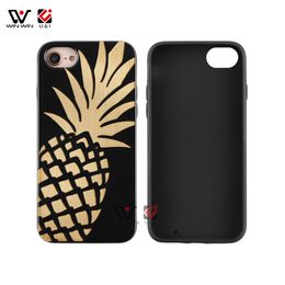 Creative Black Pineapple Custom Design Wood TPU Shockproof Phone Cases Waterproof For iPhone 6 7 8 11 Plus X XR XS Pro Max