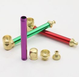 Metal Pipe Portable Copper Smoking Hand Pipes 10cm Mini Tobacco Smoke Philtre Pipes Oil Burner Pipe Smoking Accessories GGA3620-1