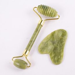 Spiked Jade Roller and Gua Sha Set in Box No Noise Jade Roller for Face Gua Sha Massage Tool Face Head Neck Skin Care Facial Massager