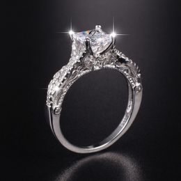 Luxury 925 Sterling Silver 2ct Square Diamond Stone Ring Eternal Engagement Wedding RINGS for Women Bride Jewellery gift Wholesale