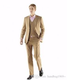 Latest Design Two Button Groom Tuxedos Notch Lapel Groomsmen Best Man Mens Wedding Suits (Jacket+Pants+Vest+Tie) D:233