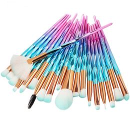 20pcs Makeup brushes set diamond handle soft nylon brush head for eye shadow eyebrow blush cosmetics DHL Free