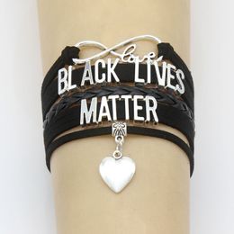 I Can't Breathe Bracelet Black Lives Matter Heart pendant leather bracelet string rope handmade charm bracelet jewelry bangles for men women