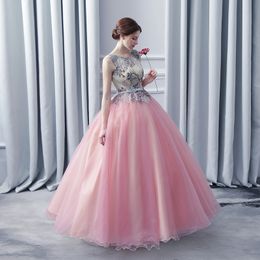 2018 Princess Appliques Bow Ball Gown Quinceanera Dresses Scoop Lace Up Sweet 16 Dresses Debutante 15 Year Party Dress BQ107
