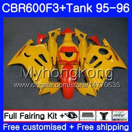 Bodys +Tank For HONDA CBR 600 F3 FS CBR600FS CBR600 F3 95 96 289HM.29 CBR600RR Light yellow frame CBR600F3 95 96 CBR 600F3 1995 1996 Fairing