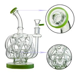 12 Recycler Tube Bong Glass Water Bongs Vortex Recycler Dab Rig Super Cyclone Percolator Dab Rigs Water Pipe 14mm Joint Smoking Hookahs Bowl
