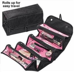 Roll-n-go kosmetisk väska arrangör vattentät stor kapacitet krok resväska hängande toalettart tvättväska män smink väskor