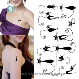 Body Art Products waterproof temporary tattoos for men women Lovely black cat design flash tattoo sticker HC1167