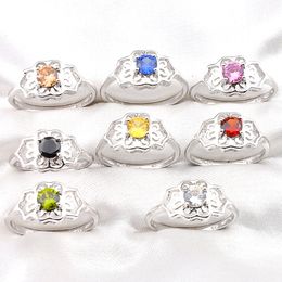 New Arrival LUCKYSHINE 12 Pcs 925 Sterling Silver Mix Colour Rings Fashion Oval Gems All around the hollow Decorative Border Rings For Women