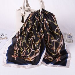 Fashion Silk Sauqre Scarf Women Scarf Luxury Chains Printed Foulard Square HeadBand Scarves Wraps Tie 2020 New