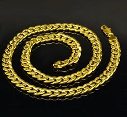 Men's Cuban Chain 18K Gold Plated Hot Decoration 10mm Wide Flat Bracelet Necklace Set