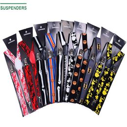 Fashion Suspenders 2.5*100CM 20 Colours Hallowmas Suspenders Clip-on adult Elastic 3 clip Adjustable Braces For men women Christmas gift