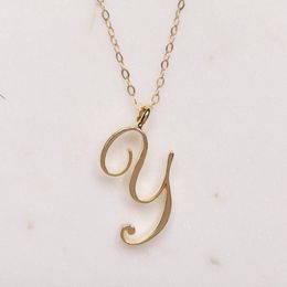 Mom love Cursive Name -Y English Alphabet gold silver Family friend Letters Sign Word Chain Necklaces Tiny Initial Letter pendant Jewellery