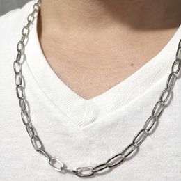 Easter Gifts 6mm 18-32 inch silver shiny stainless steel long oval chain necklace for mens boys jewelry gifts