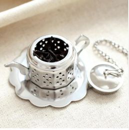 Silbernes Tee-Ei aus 304 Edelstahl in Teekannenform