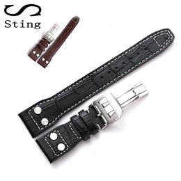 High Quality Genuine Soft Calf Leather Watch Band Strap For Iwc Mark 17 Series Watch Band 20 22mm Belt Bracelet With Rivet T190705206u