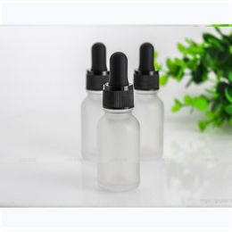 0.5 oz Frosted Glass Bottles with Black cap for Essential Oils Perfumes Make Up Containers 0414