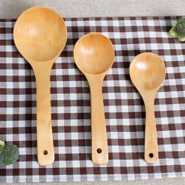 1pc Fashion Wooden Curved Handle Soup Rice Big Spoon Home Restaurant Kitchenware Dinning Tools Supplies Useful