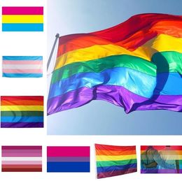 Rainbow Banner Flags 90x150cm Transgender Flag Pink Blue Polyester Homosexual Flag Banner Flags Party Supplies Rainbow Flag 6019