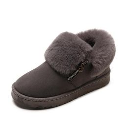 Schnee Neues Warm Suede Beige Hot Starke Sale Cut Zipper Haar Frauen Wyq255 Metallschnalle Cotton Untere Boot Aufladungen Low fbIm6yYgv7