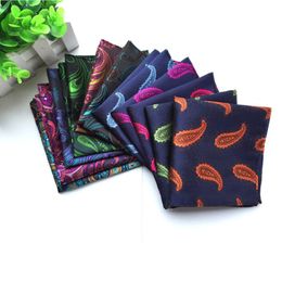 silk handkerchief wholesale UK - Luxury Men Paisley Pocket Handkerchief Polyester Silk Satin Floral Square Handkerchief Chest Towel Business Wedding Party Hanky 25*25cm