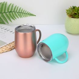 304 Stainless steel coffee cup double wall egg shape with lid water mug insulated travel Multi Colour thermo