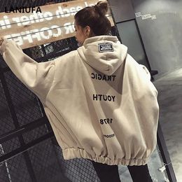 Women Letter Print Hoodie Fashion Thick Sweatshirts Long Sleeve Loose Streetwear Female Hooded Jumper Hooded Pullover Casual Tops1